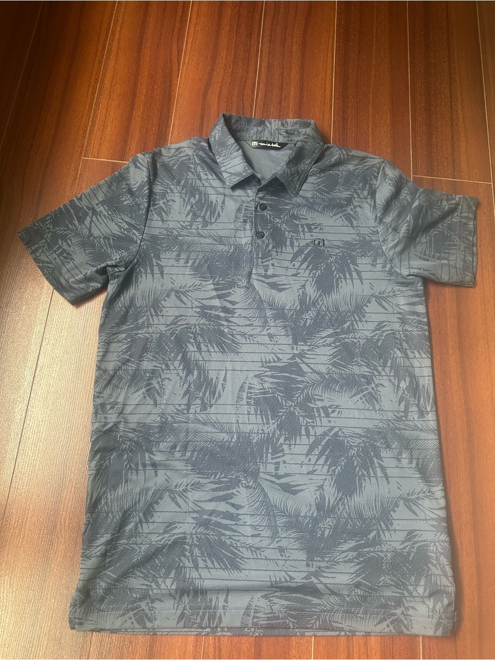 Travis Mathew Gray Palm-Print Short Sleeve Polo